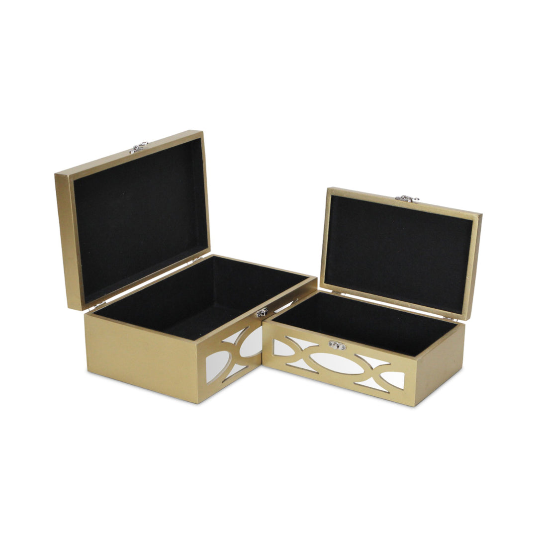 4668-2GD - Harlane Mirrored Gold Boxes