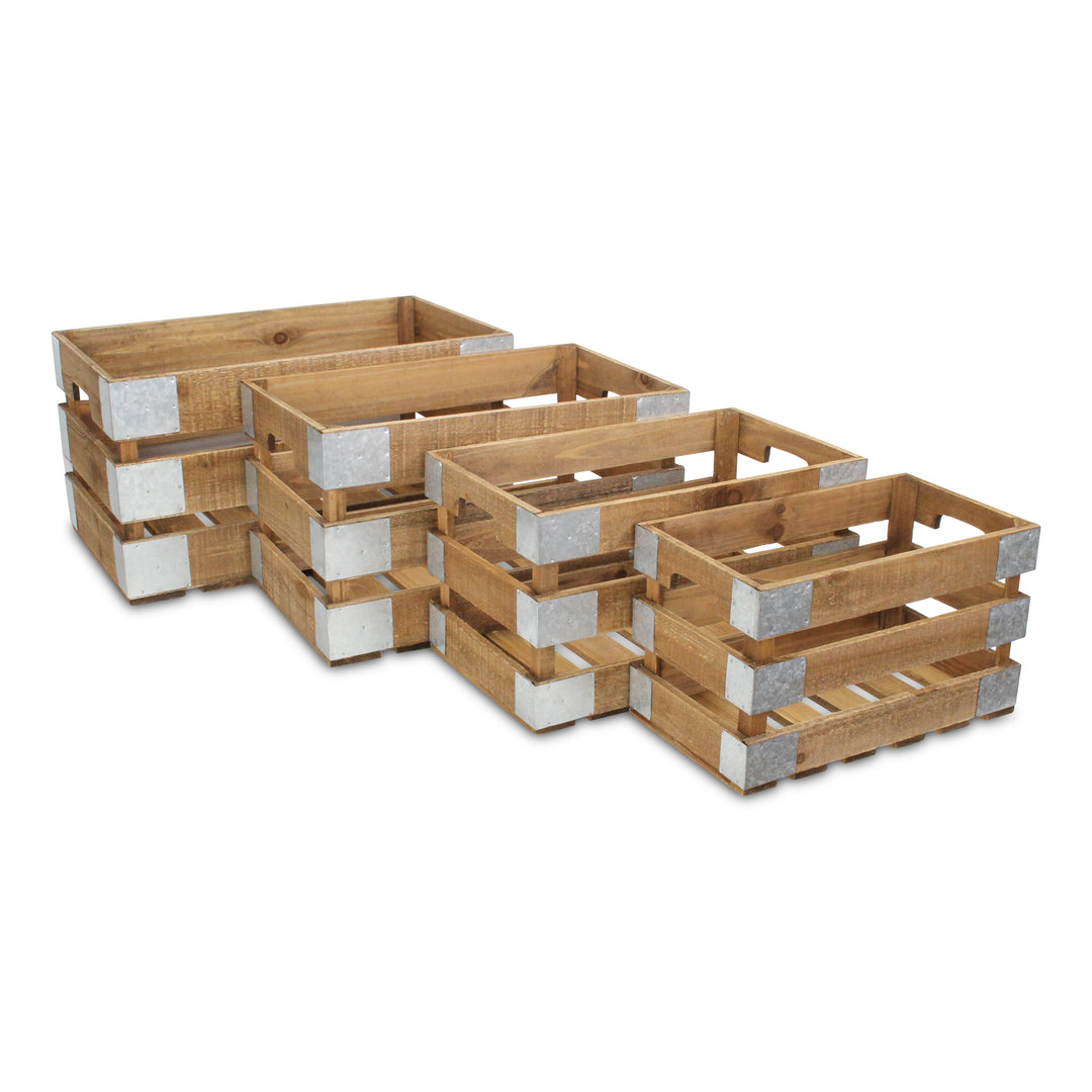 4947-4 - Uliel Galvanized & Brown Crates