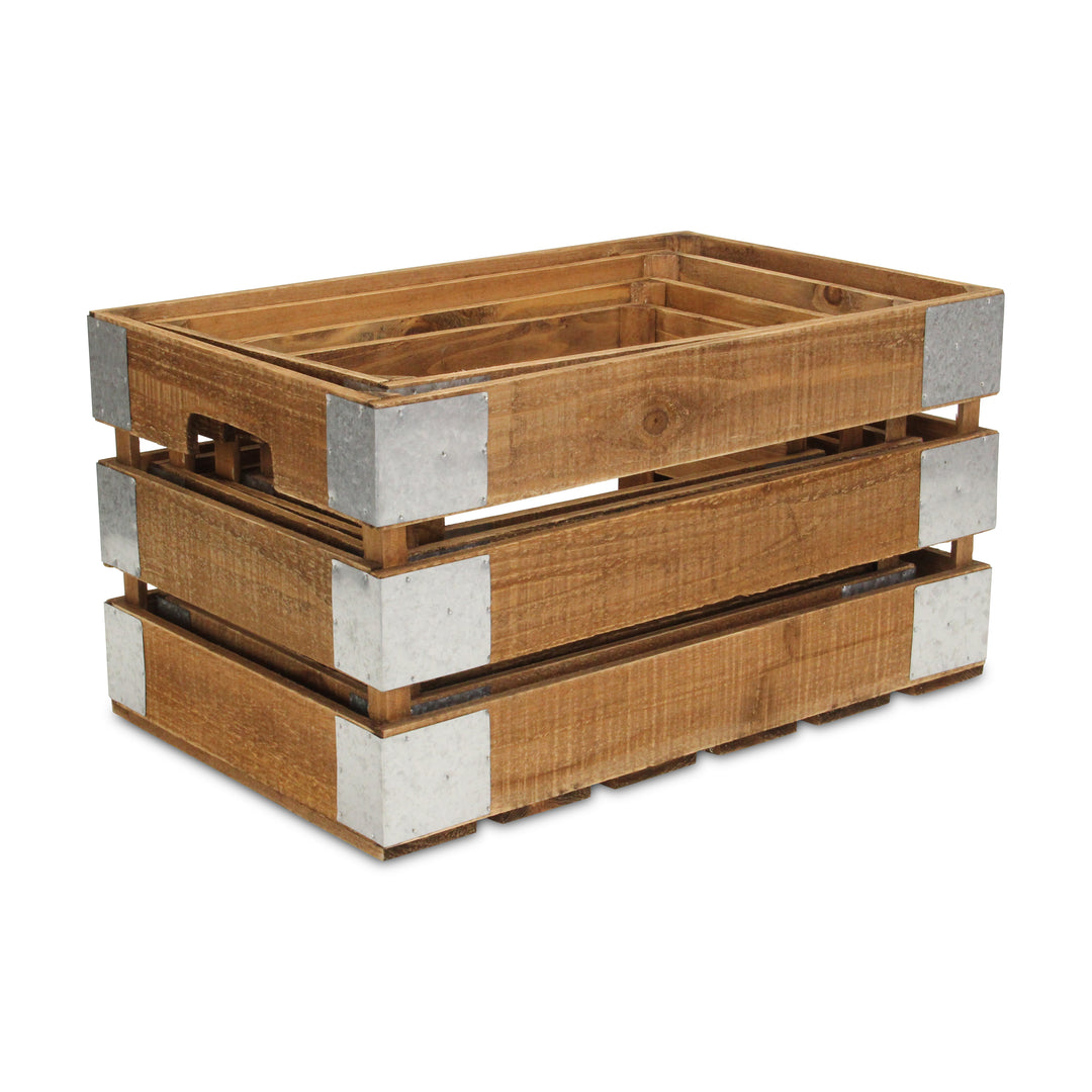 4947-4 - Uliel Galvanized & Brown Crates