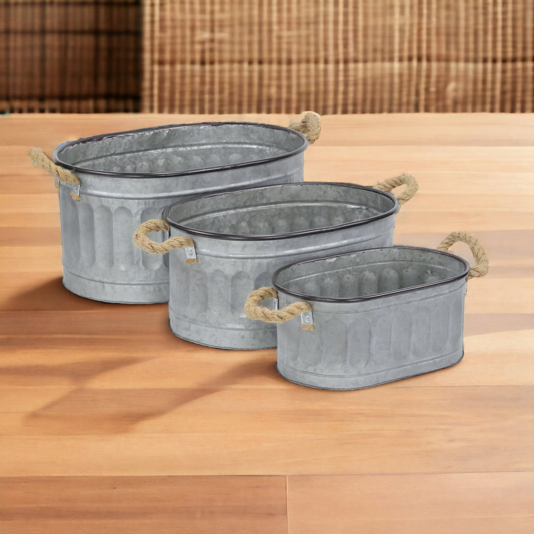 5081-3 - Kalani Oval Galvanized Buckets