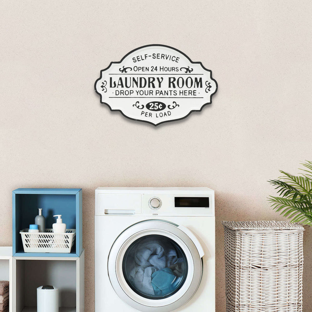 5321RWT-BK - Dafina Enamel Laundry Sign