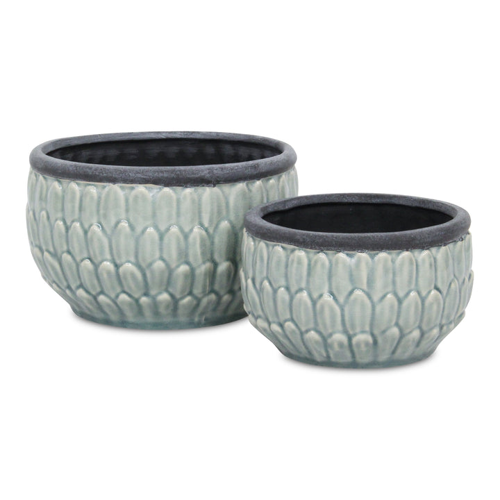 5447 - Arcello Ceramic Leaf Pattern Pot