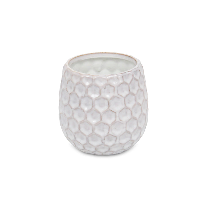 5592WT - Farrier Hexagon  White Ceramic Pot