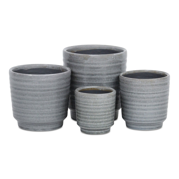 5658GR - Celadi Gray Rippled Ceramic Pot