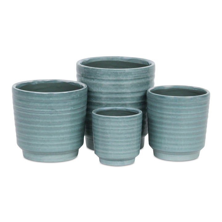 5658GRN - Celadi Green Rippled Ceramic Pot