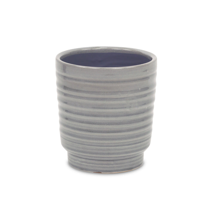 5658GR - Celadi Gray Rippled Ceramic Pot