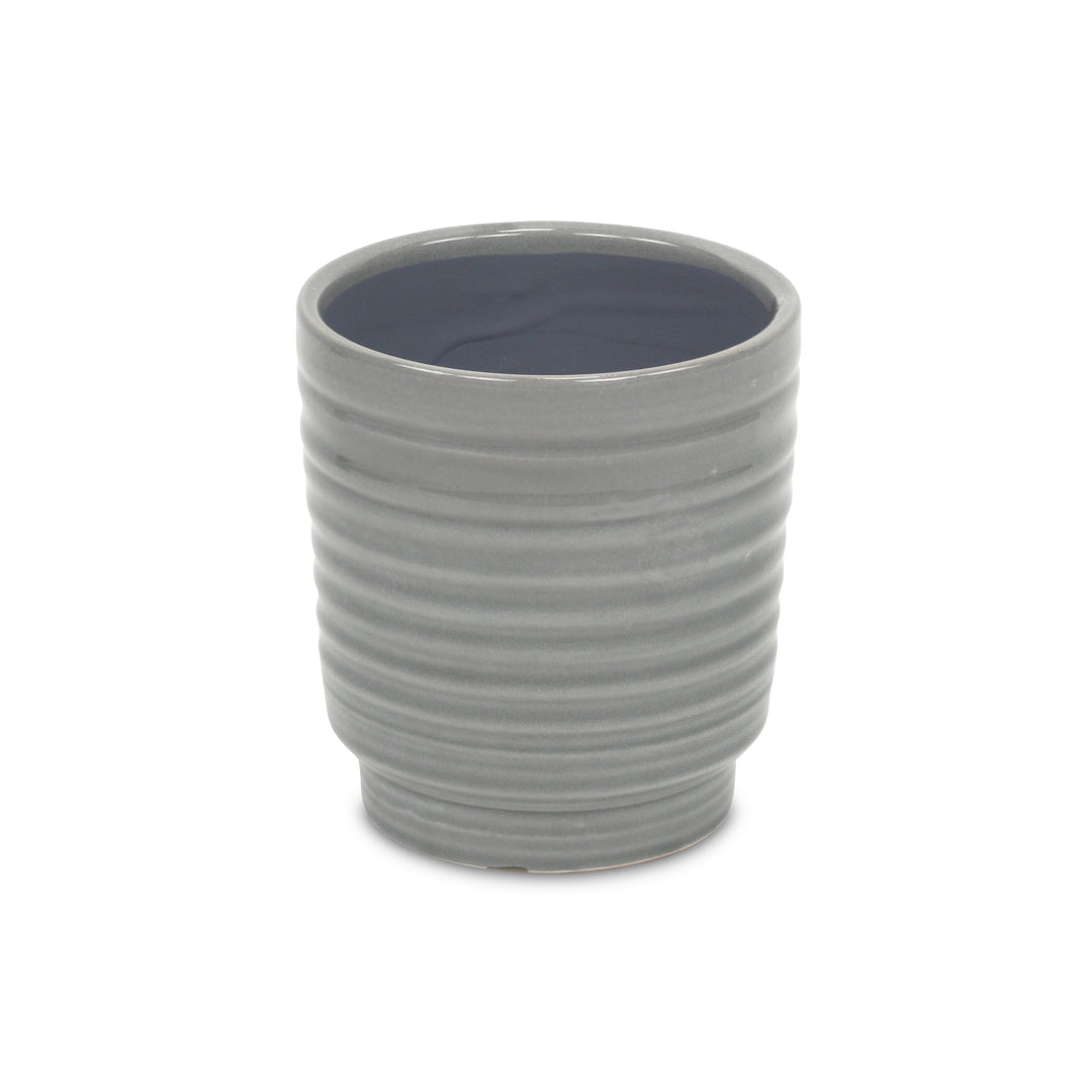 5658GR - Celadi Gray Rippled Ceramic Pot