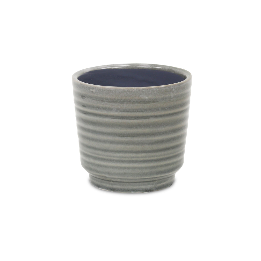 5658GR - Celadi Gray Rippled Ceramic Pot