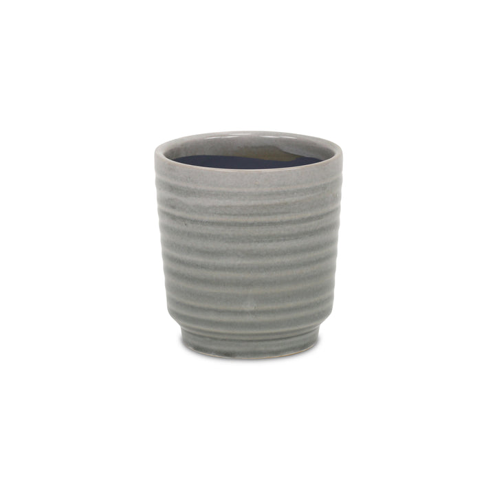 5658GR - Celadi Gray Rippled Ceramic Pot