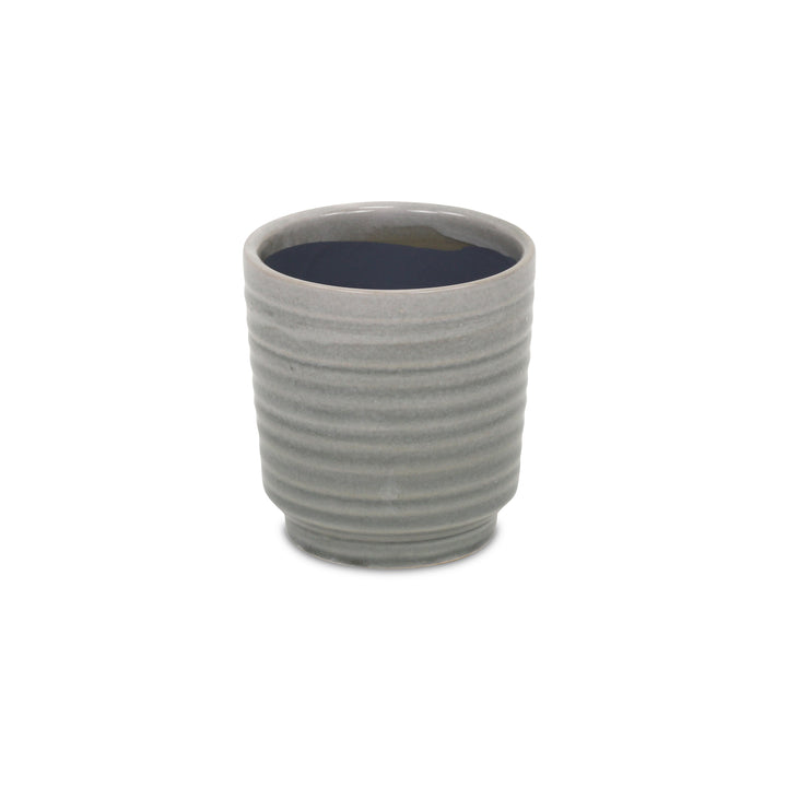 5658GR - Celadi Gray Rippled Ceramic Pot