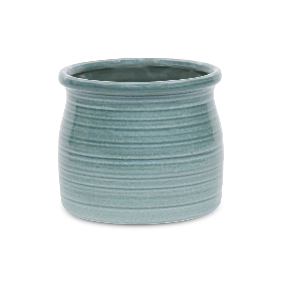 5662GRN - Kifon Green Curved Ceramic Pot