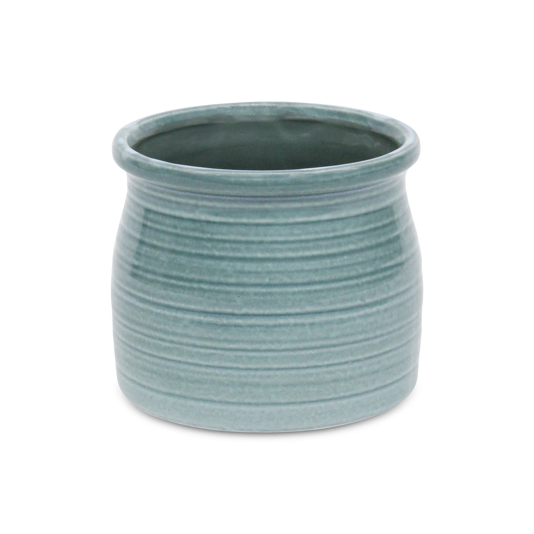 5662GRN - Kifon Green Curved Ceramic Pot