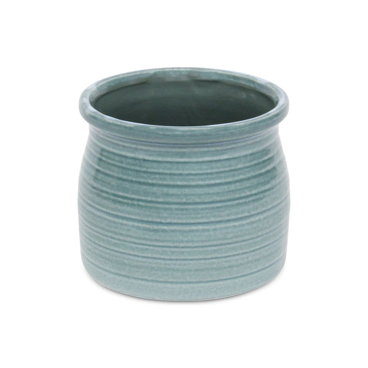 5662GRN - Kifon Green Curved Ceramic Pot