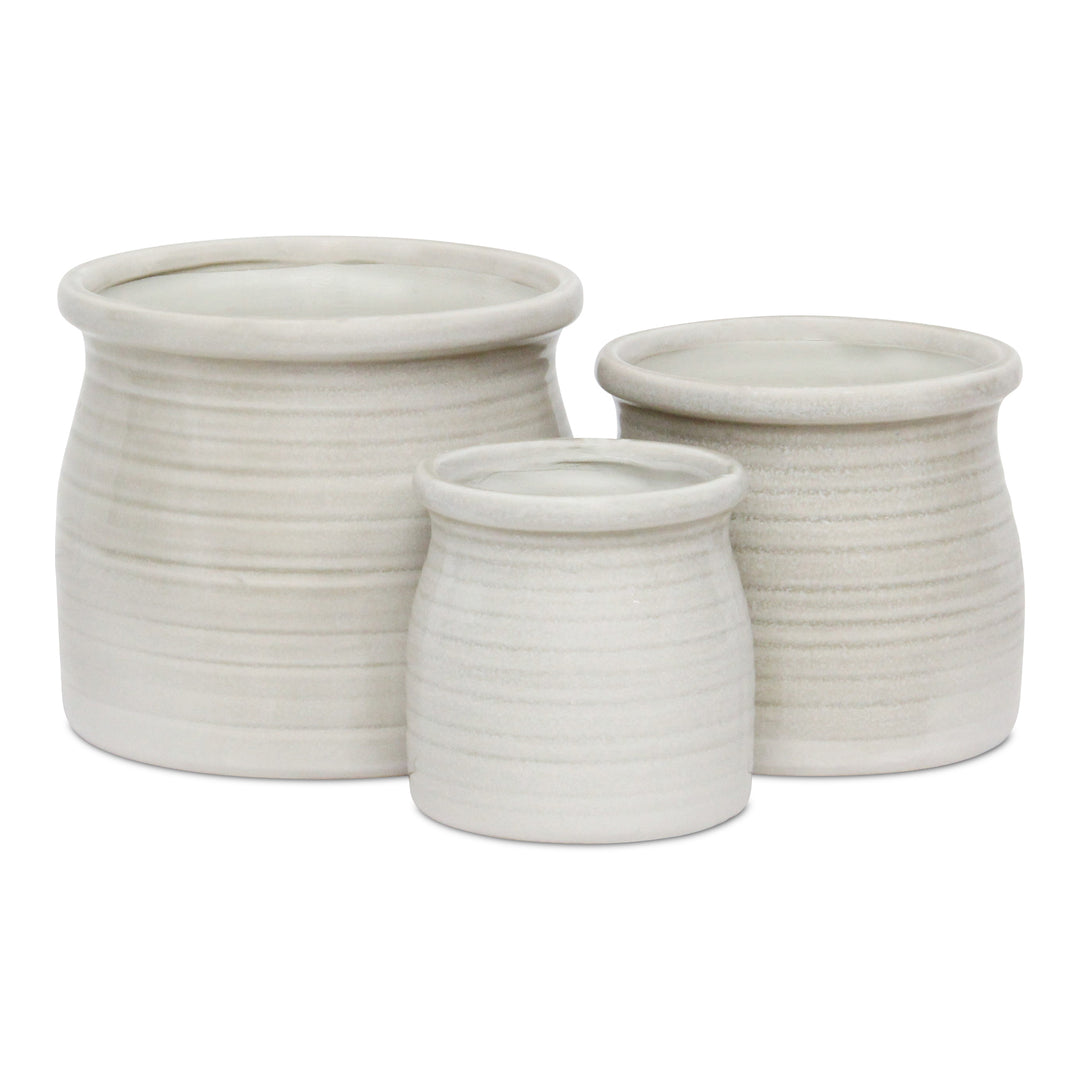 5662WT - Kifon White Curved Ceramic Pot