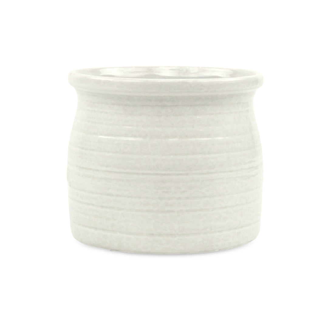 5662WT - Kifon White Curved Ceramic Pot