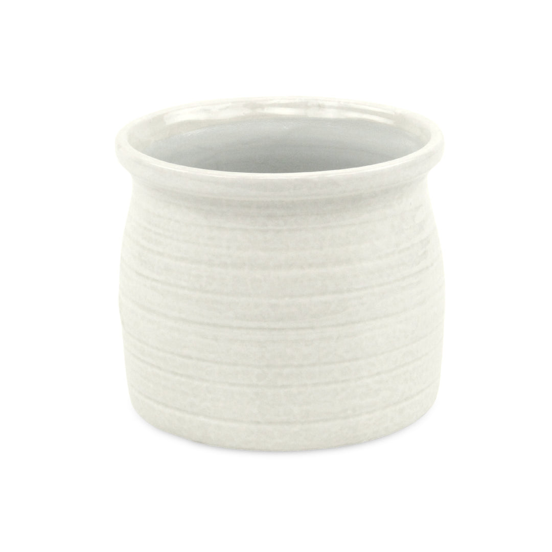 5662WT - Kifon White Curved Ceramic Pot