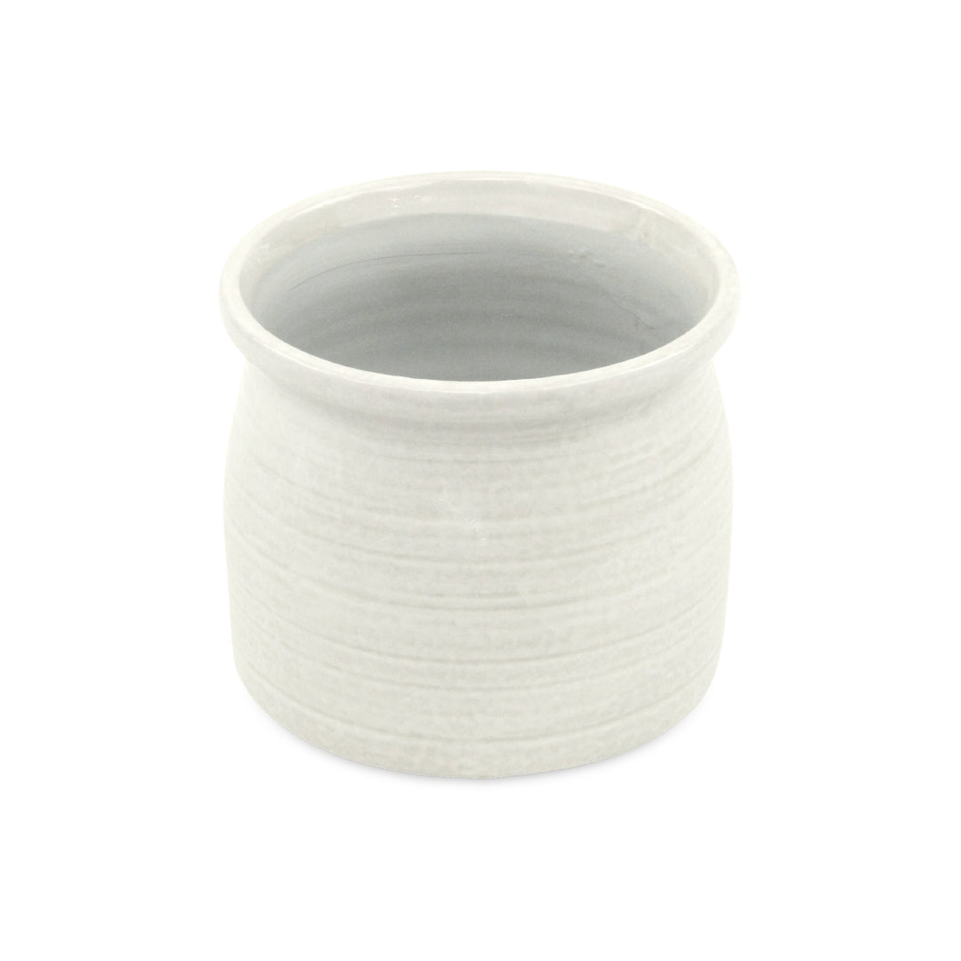 5662WT - Kifon White Curved Ceramic Pot