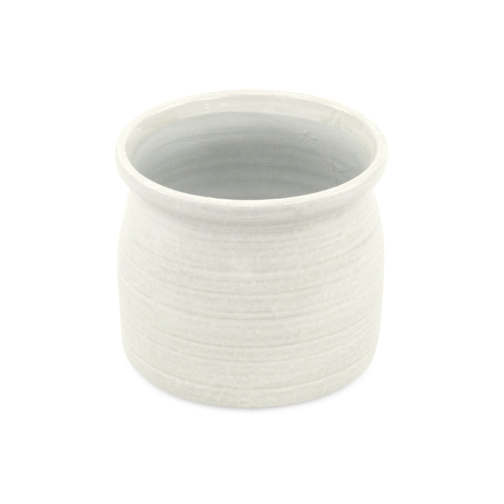 5662WT - Kifon White Curved Ceramic Pot