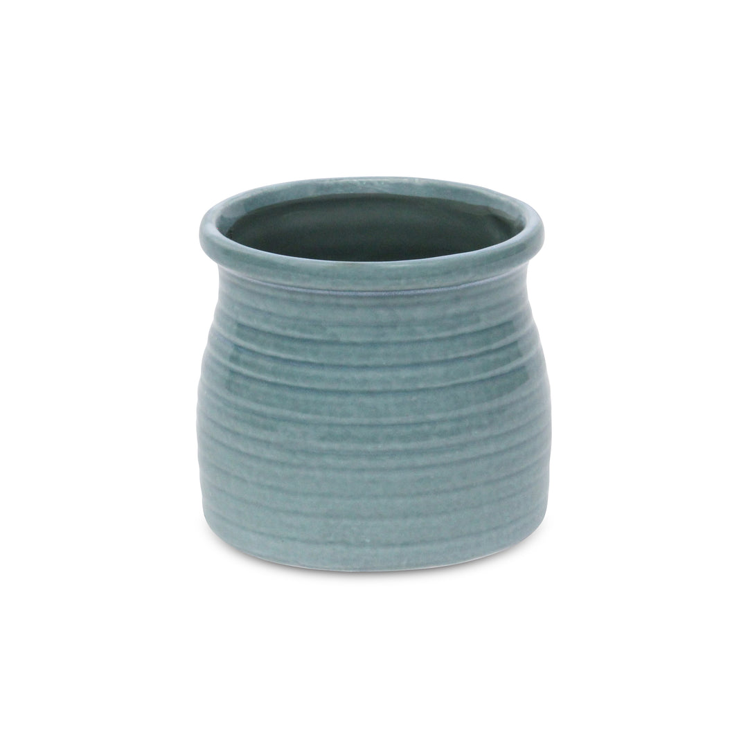 5662GRN - Kifon Green Curved Ceramic Pot