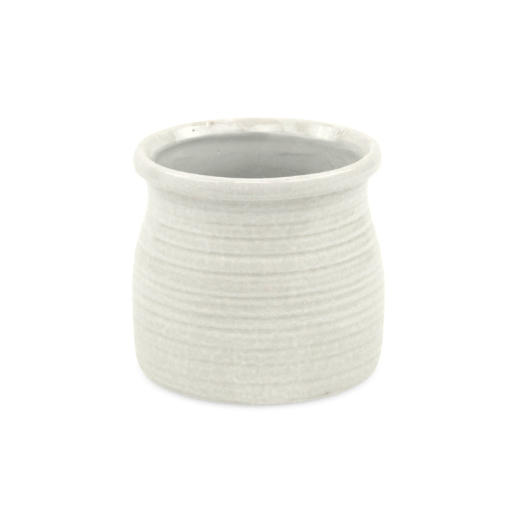 5662WT - Kifon White Curved Ceramic Pot