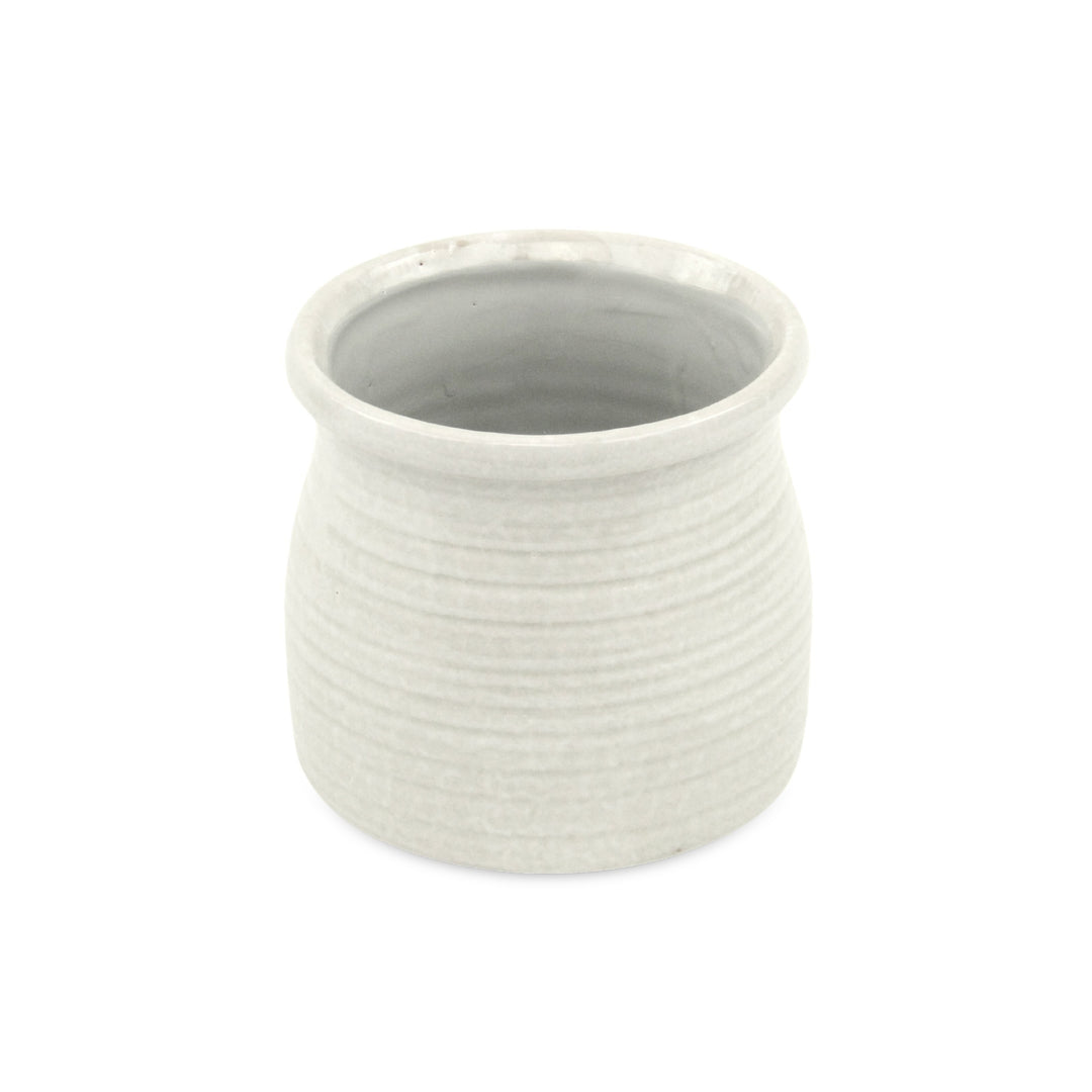 5662WT - Kifon White Curved Ceramic Pot