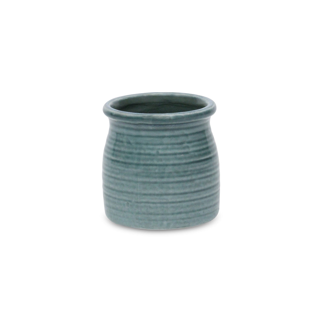 5662GRN - Kifon Green Curved Ceramic Pot