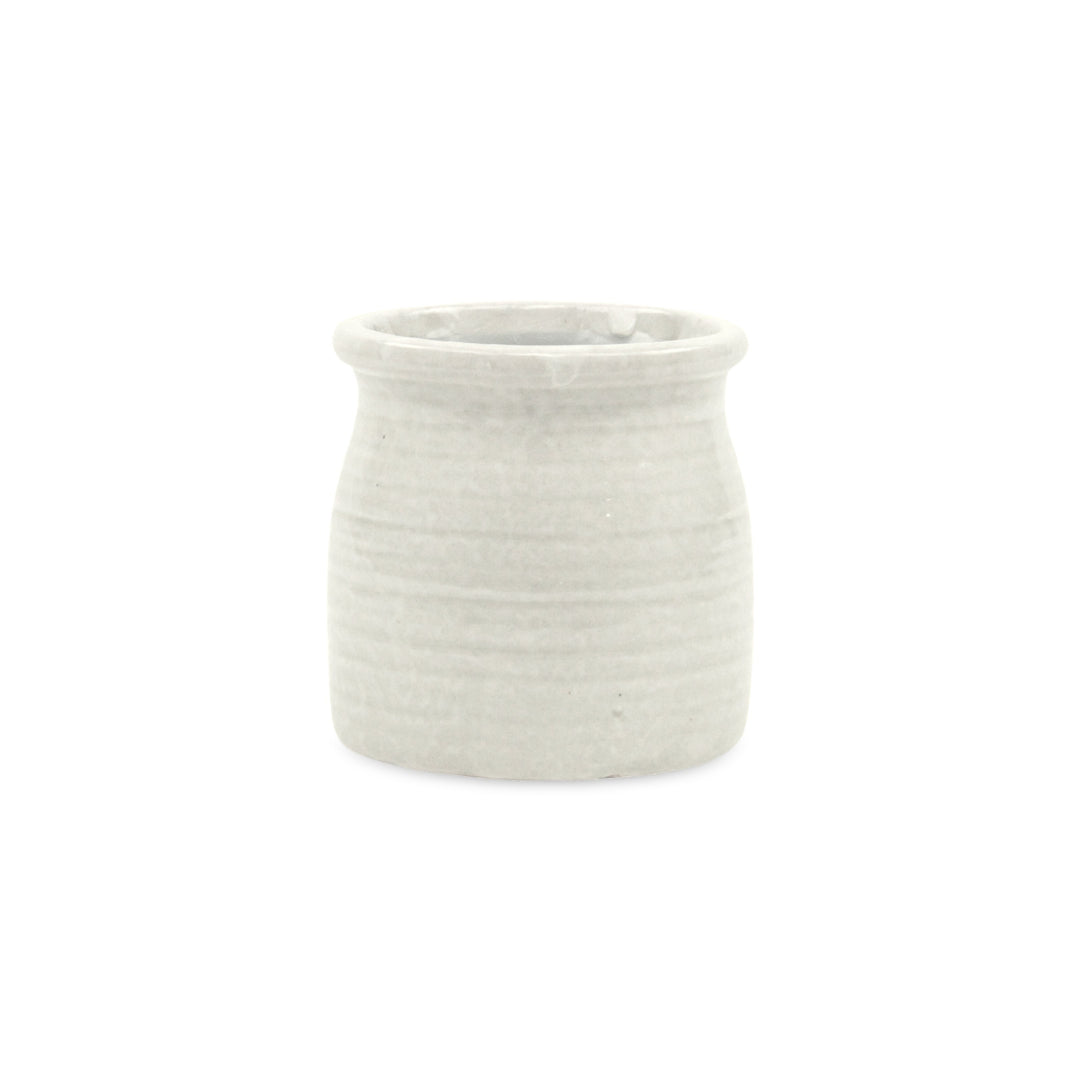 5662WT - Kifon White Curved Ceramic Pot