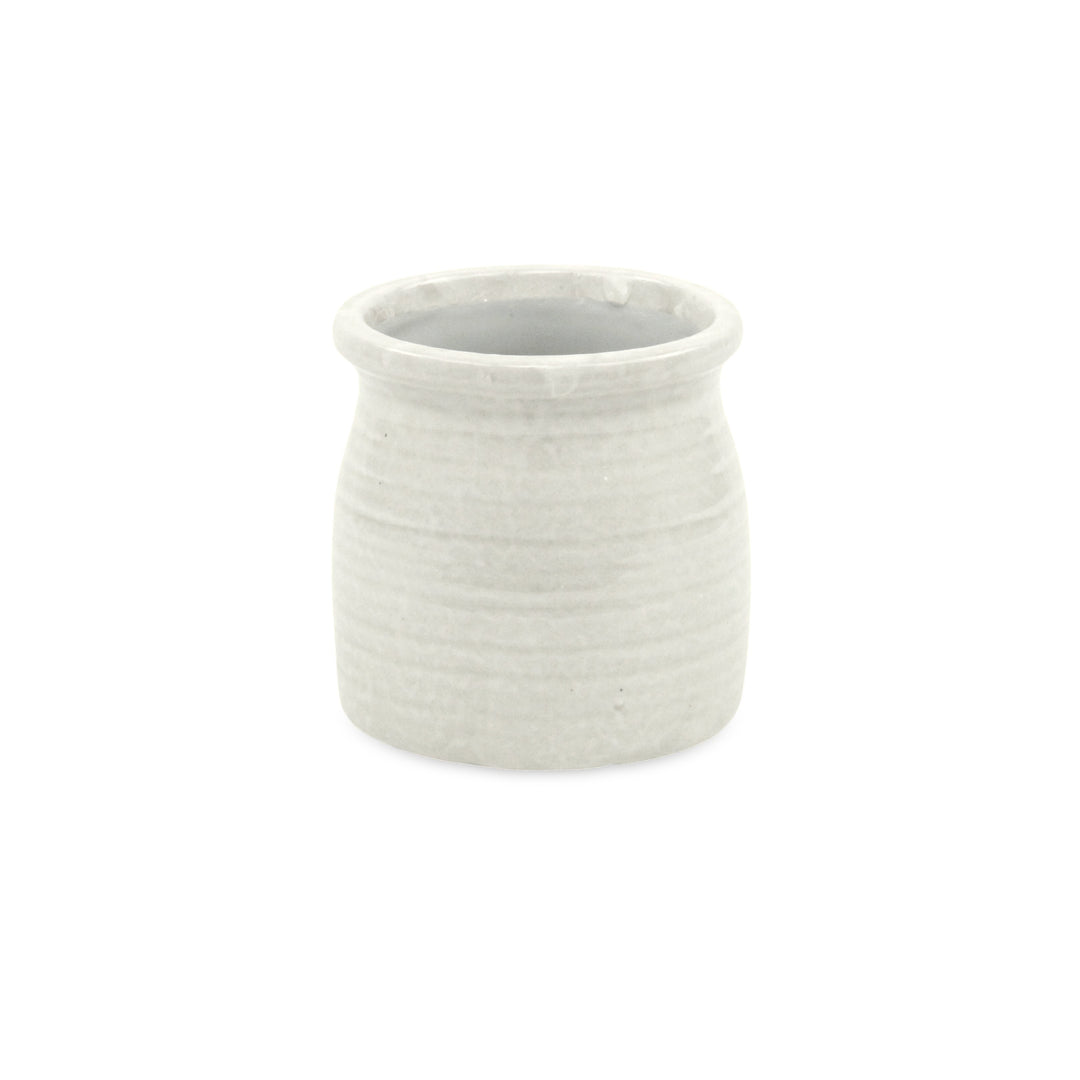 5662WT - Kifon White Curved Ceramic Pot