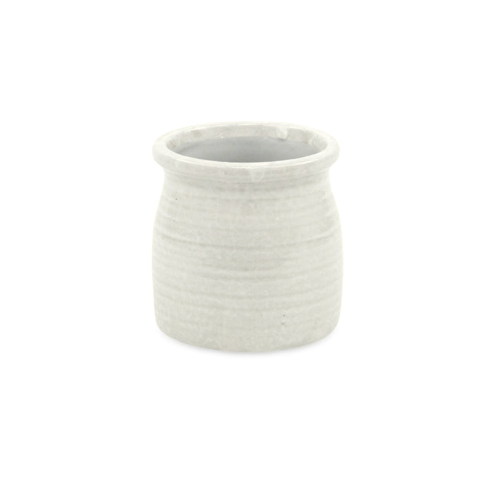 5662WT - Kifon White Curved Ceramic Pot