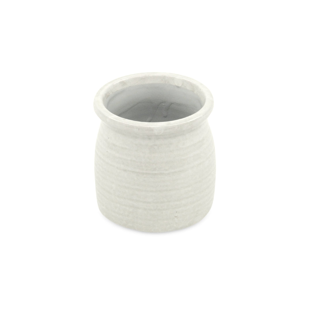 5662WT - Kifon White Curved Ceramic Pot