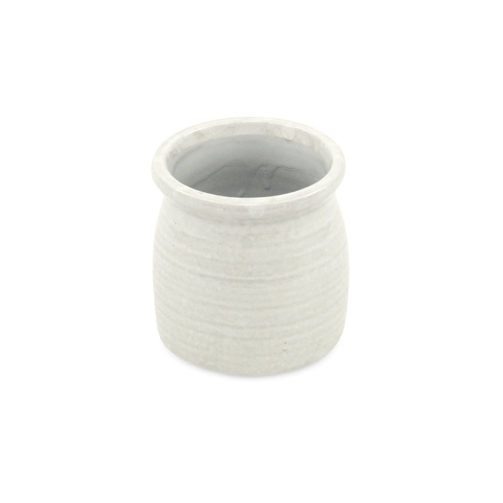 5662WT - Kifon White Curved Ceramic Pot