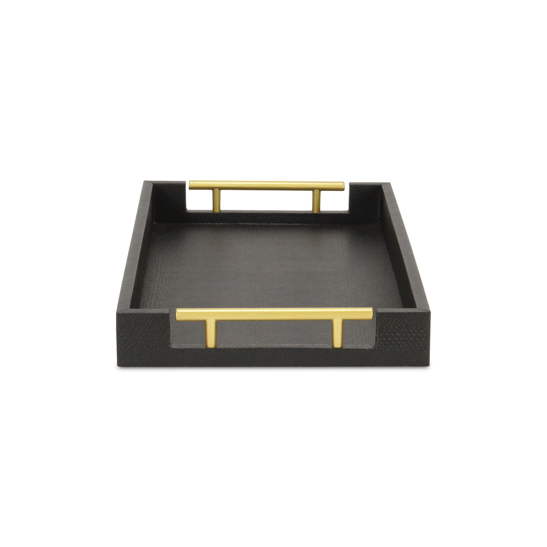 5823BKSN - Lusan Shagreen Tray - Black Snake