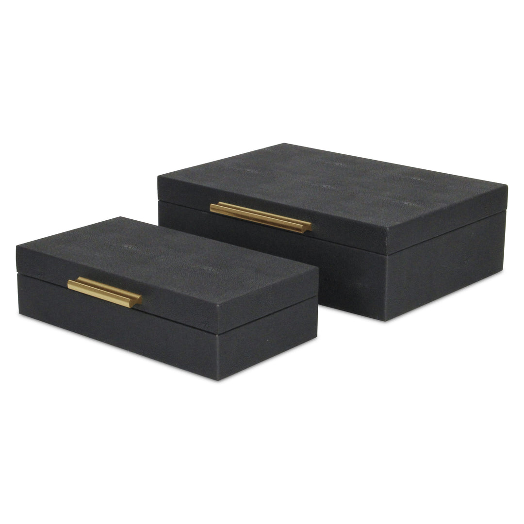 5824-2BK - Lusan Rect Shagreen Boxes -Black