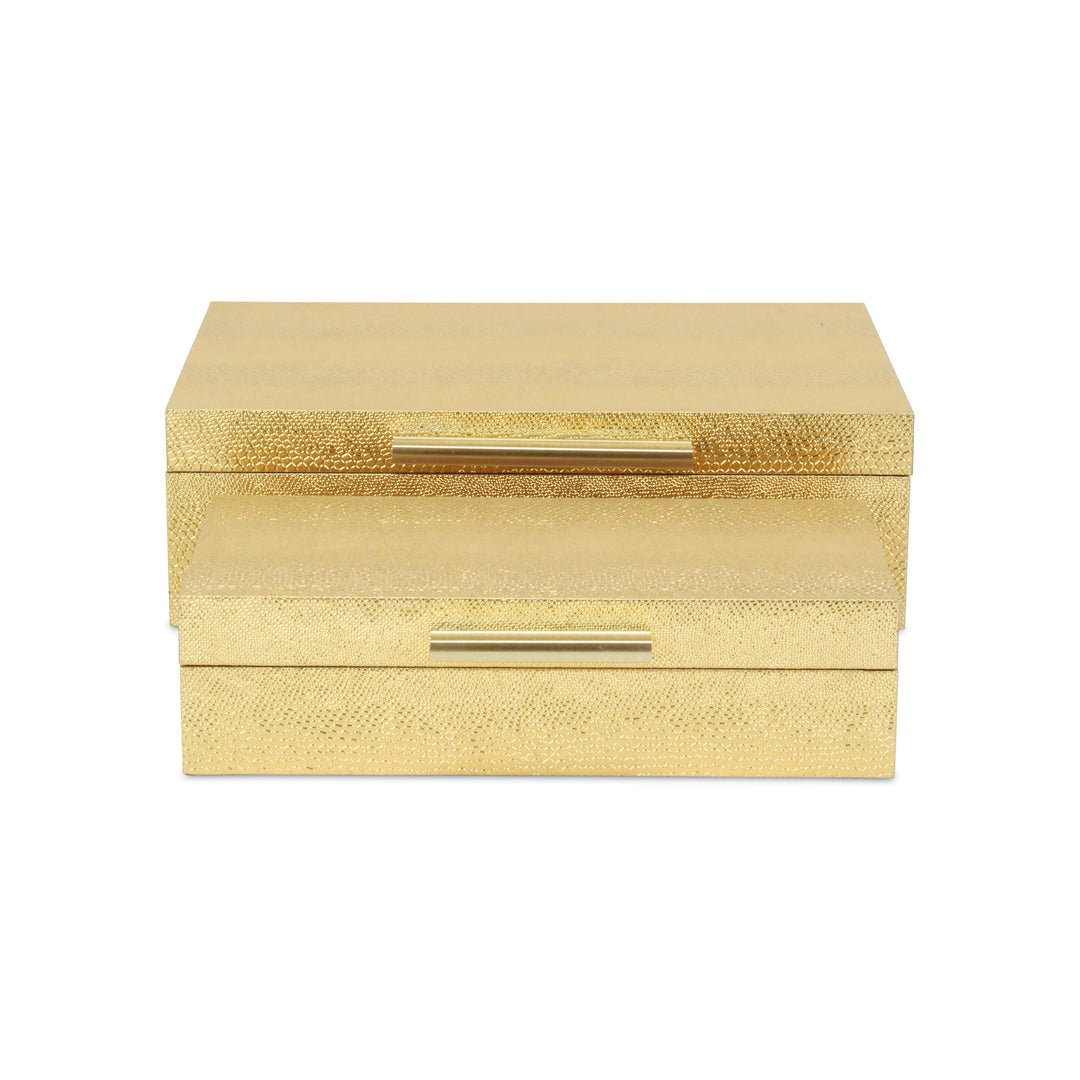 5824-2GDSN - Lusan Rect Shagreen Boxes - Gold Snk