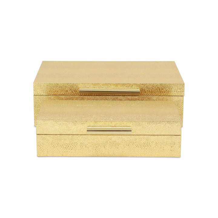 5824-2GDSN - Lusan Rect Shagreen Boxes - Gold Snk