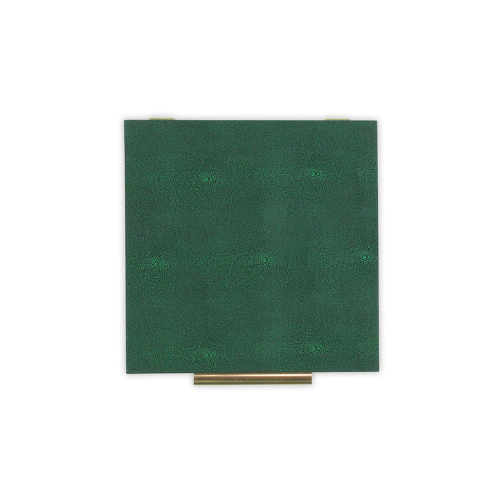 5825-2GRN - Lusan Square Shagreen Boxes - Green