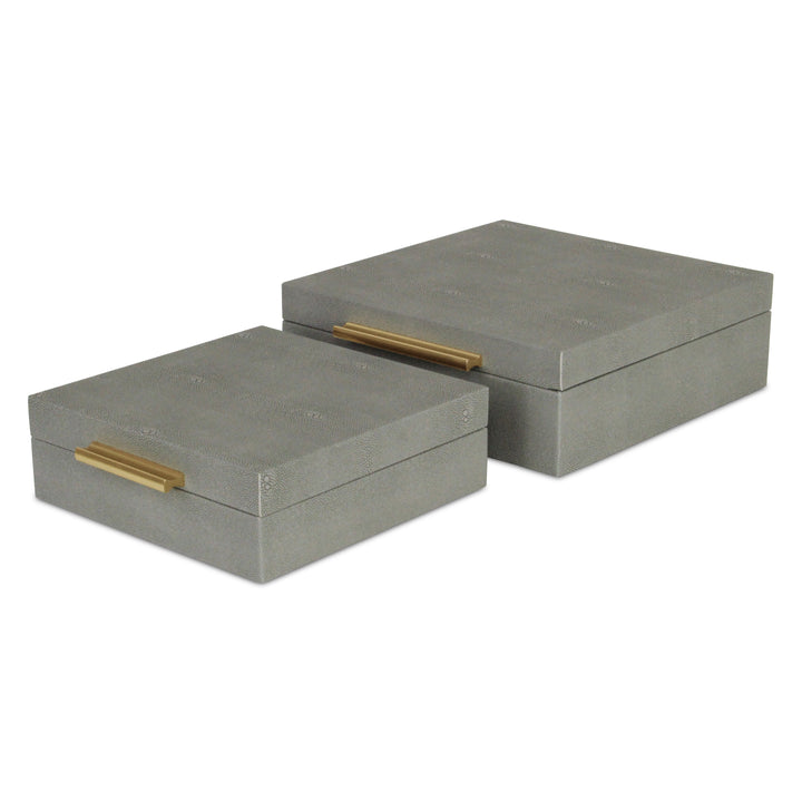 5825-2GR - Lusan Square Shagreen Boxes - Gray