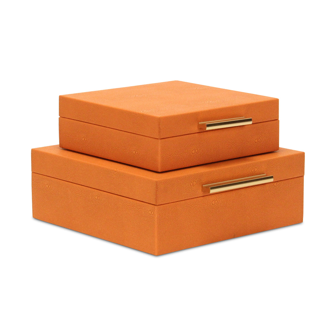 5825-2OR - Lusan Orange Shagreen Boxes