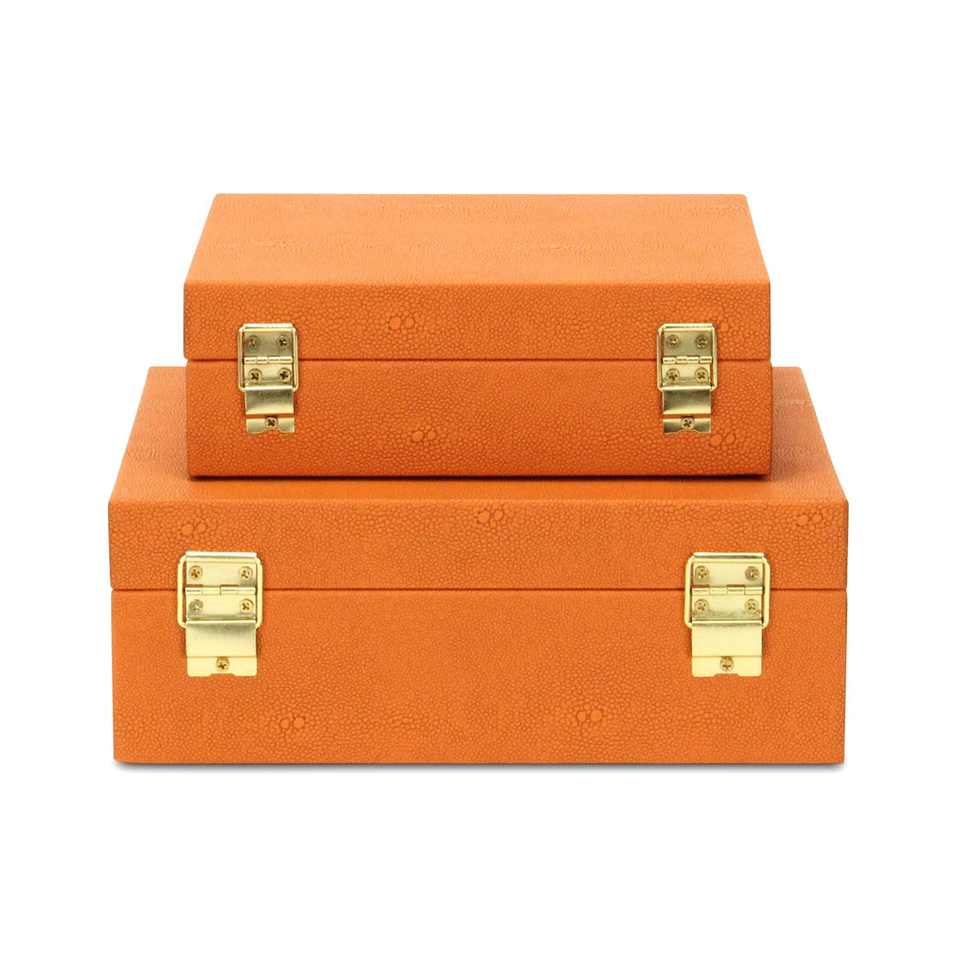 5825-2OR - Lusan Orange Shagreen Boxes