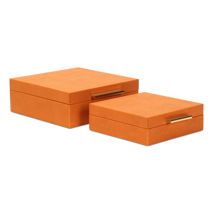 5825-2OR - Lusan Orange Shagreen Boxes