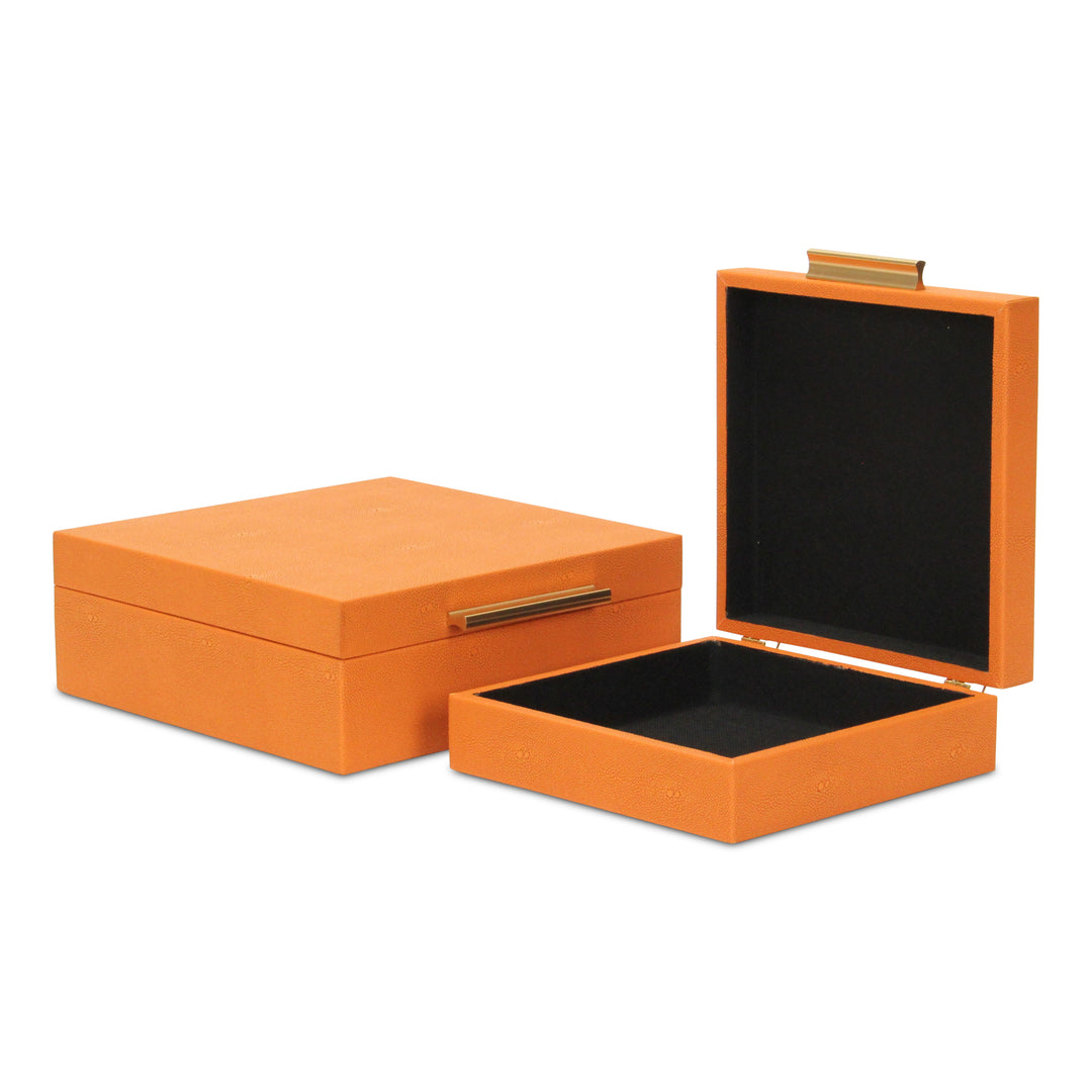 5825-2OR - Lusan Orange Shagreen Boxes