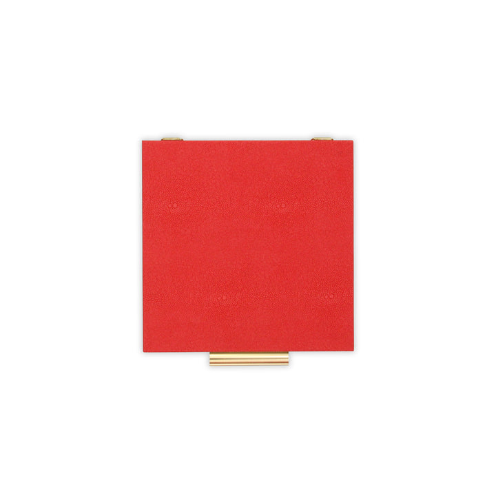 5825-2RD - Lusan Square Shagreen Boxes - Red