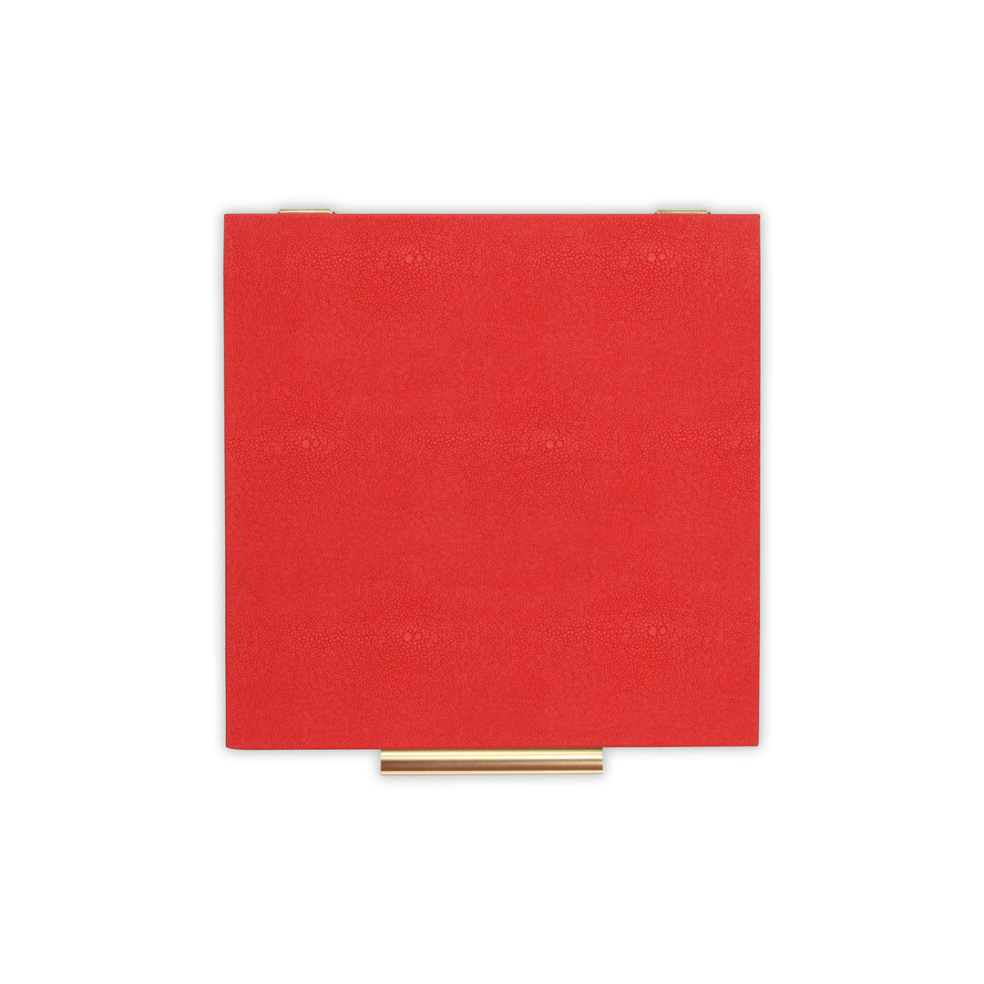 5825-2RD - Lusan Square Shagreen Boxes - Red