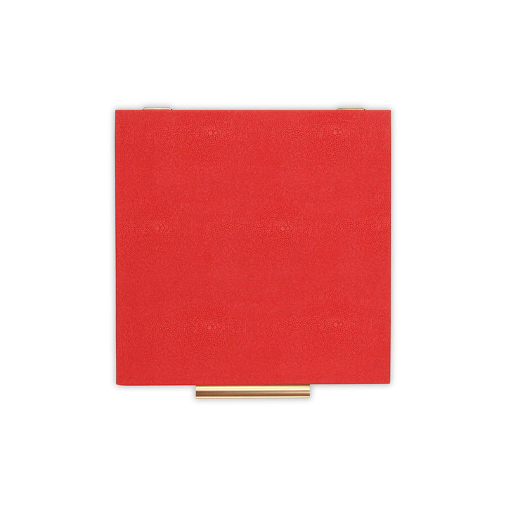 5825-2RD - Lusan Square Shagreen Boxes - Red