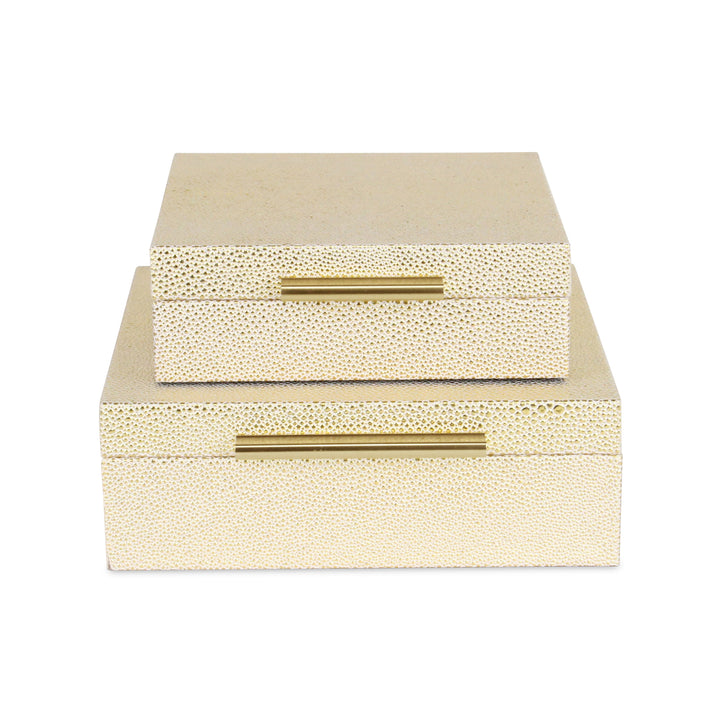 5825-2WTGD - Lusan Square Shagreen Boxes - White Gold