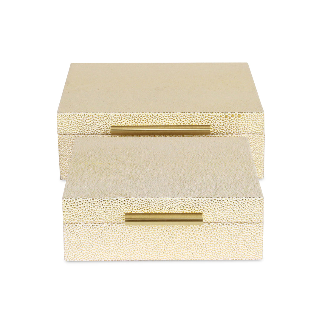 5825-2WTGD - Lusan Square Shagreen Boxes - White Gold