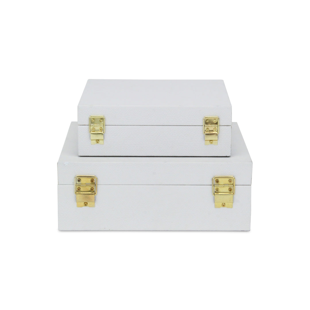 5825-2WTSNK - Lusan Square Shagreen Boxes - White Snk