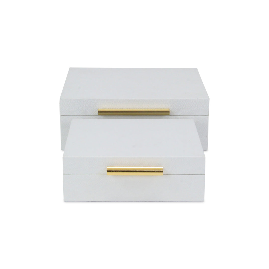 5825-2WTSNK - Lusan Square Shagreen Boxes - White Snk