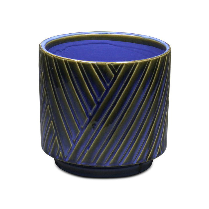 5919BGR - Parlora Diagonal Blue Pot