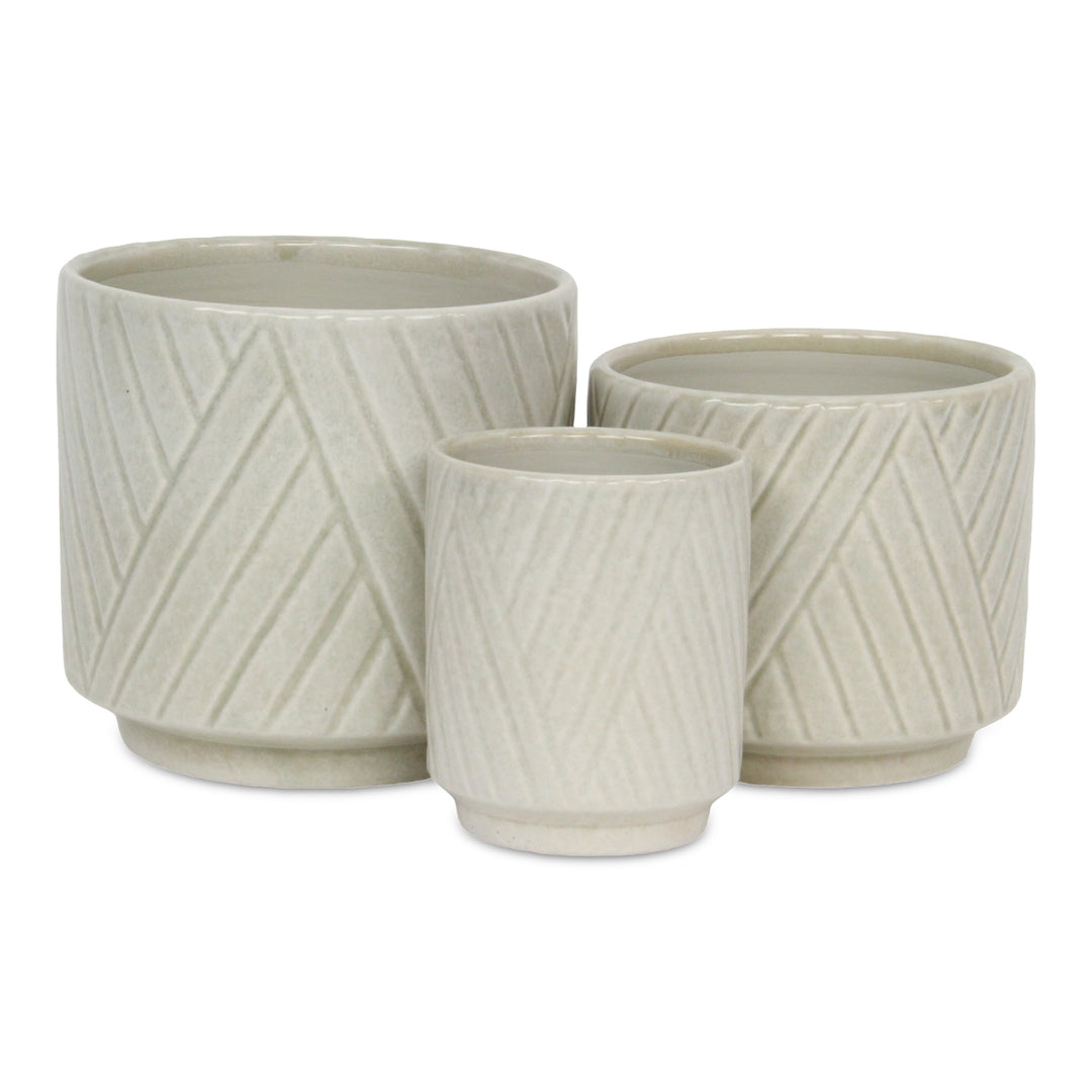 5919WT - Parlora Diagonal White Pot